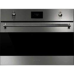 Smeg SF4309MX 45cm Built In Classic Microwave Oven and Electric Grill in Stainless Steel and Dark Glass